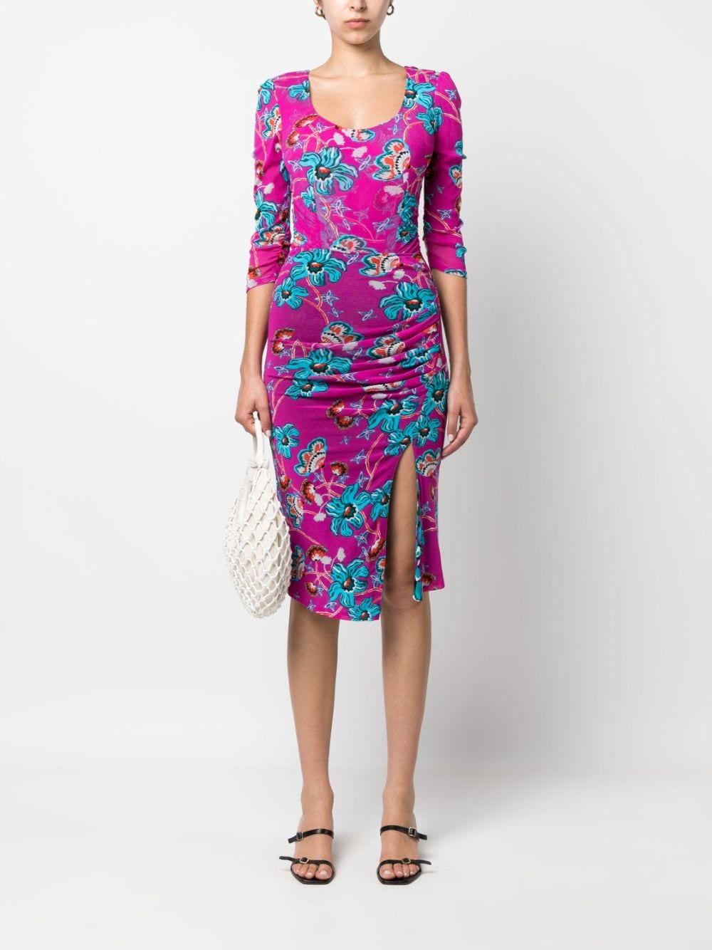 DVF Diane von Furstenberg floral-print long-sleeved body - Roze