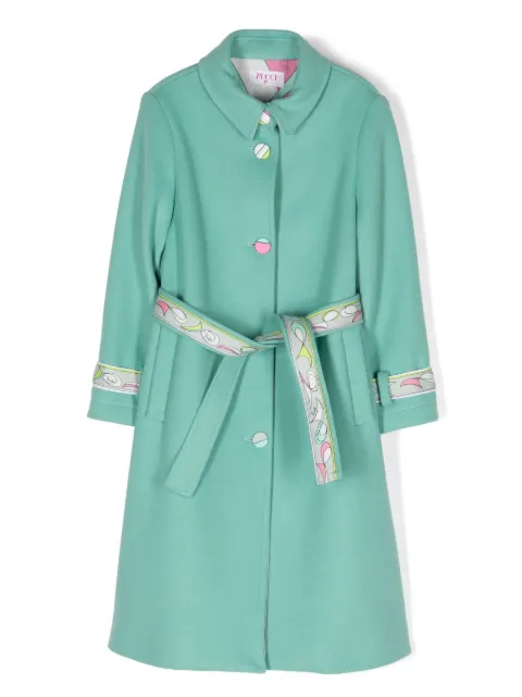 PUCCI Junior - virgin wool-blend belted trench coat