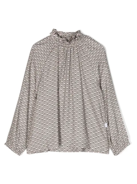 Il Gufo ruffle-collar graphic-print blouse