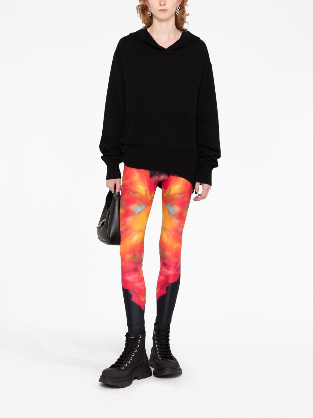 Alexander McQueen abstract-print leggings - Zwart