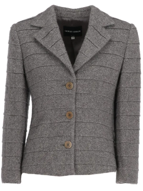 Giorgio Armani Pre-Owned 2000 Ribbed single-breasted Jacket Grey