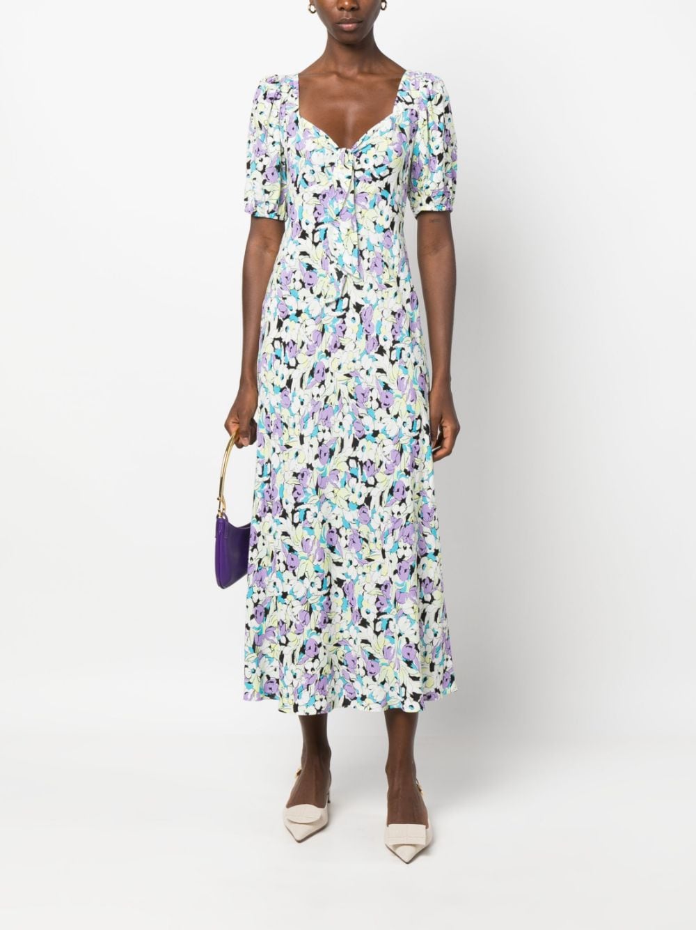 Shop Diane Von Furstenberg Fiona Floral-print Midi Dress In Weiss