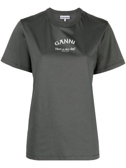 GANNI logo-print organic-cotton T-shirt Women