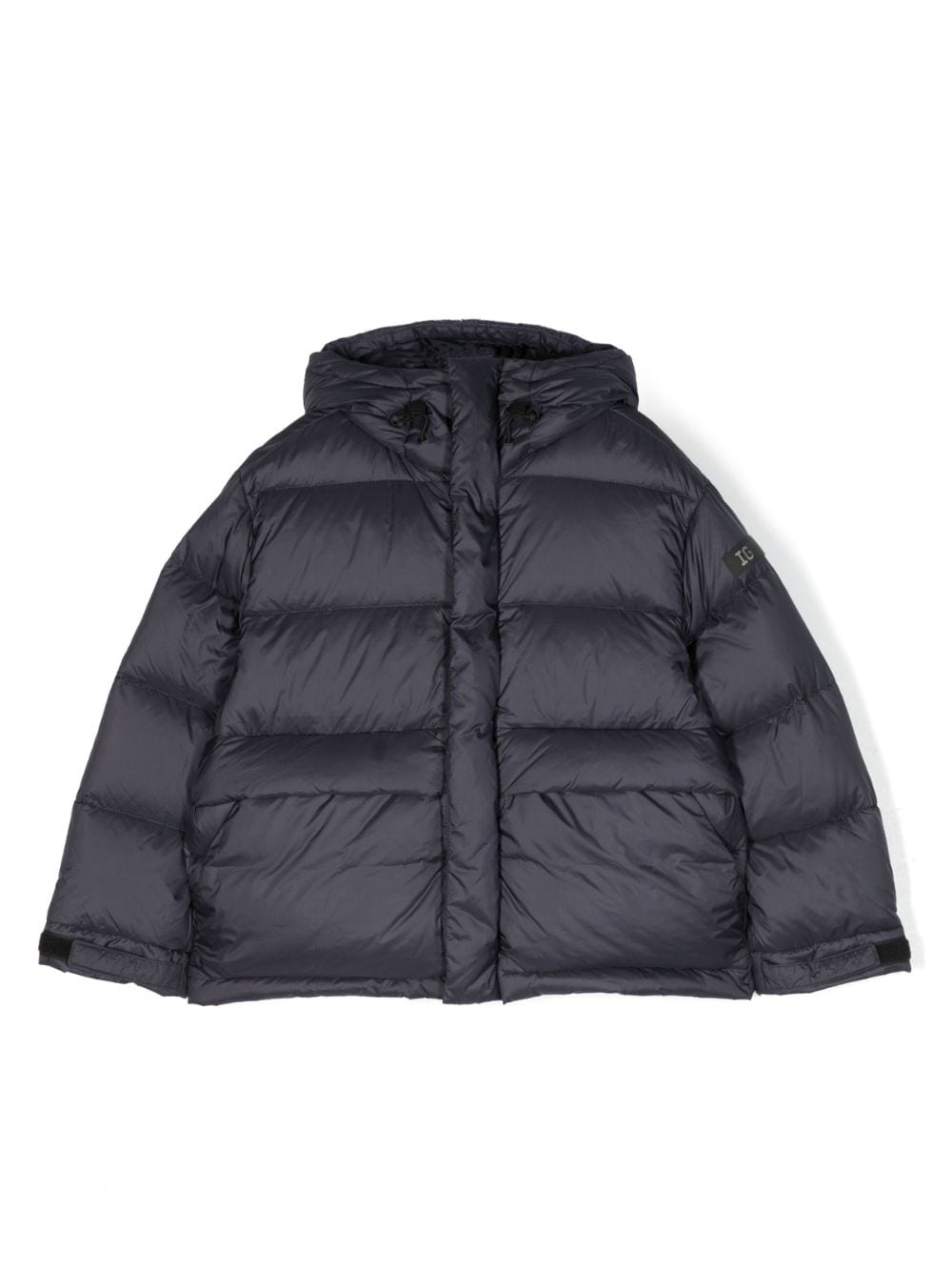 Il Gufo logo-patch hooded puffer jacket - Blue