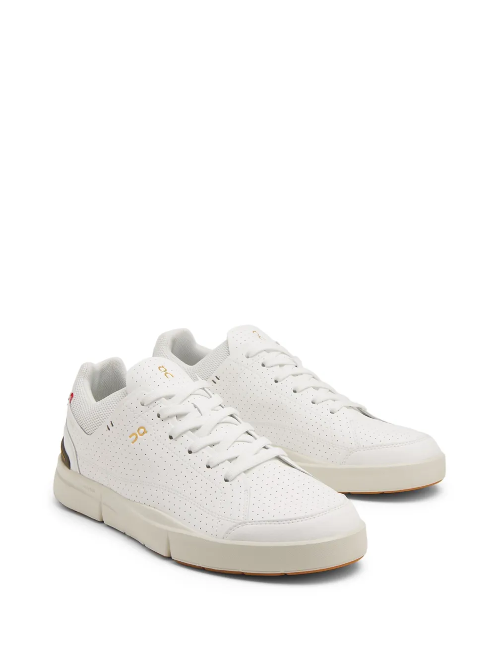 On Running Logo-print Perforated Low-top Sneakers In White