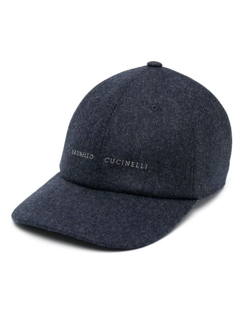 Brunello Cucinelli logo-embroidered wool-felt cap Men