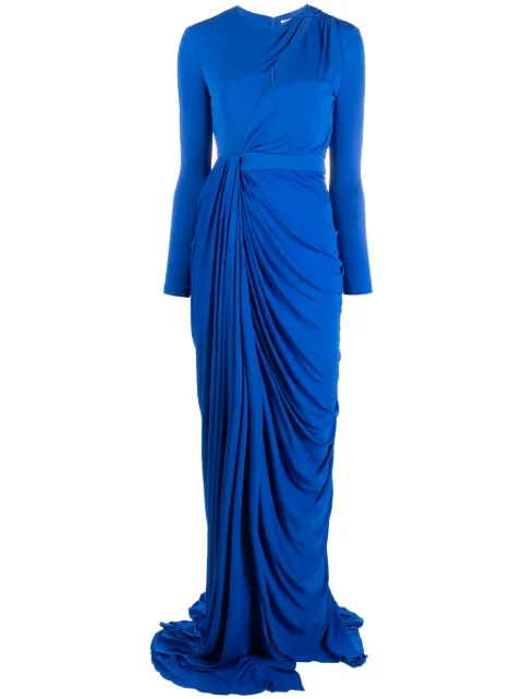 Alexander McQueen cascading pleats long-sleeve gown