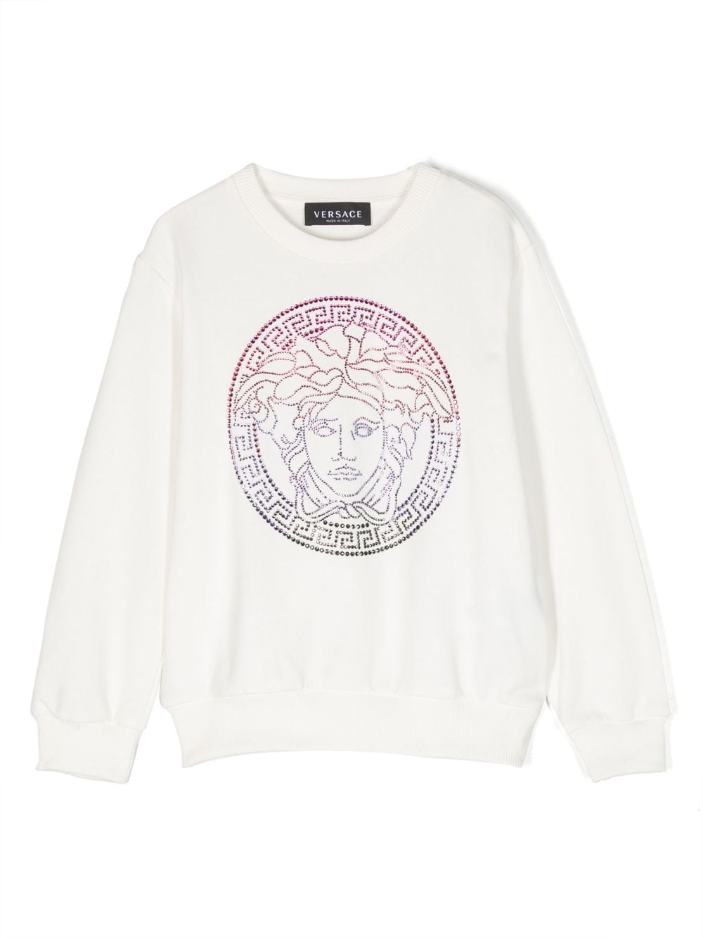 Versace Kids Medusa Head-motif rhinestone-embellished jumper - White