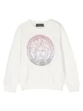 Versace Kids Medusa Head-motif rhinestone-embellished jumper - White