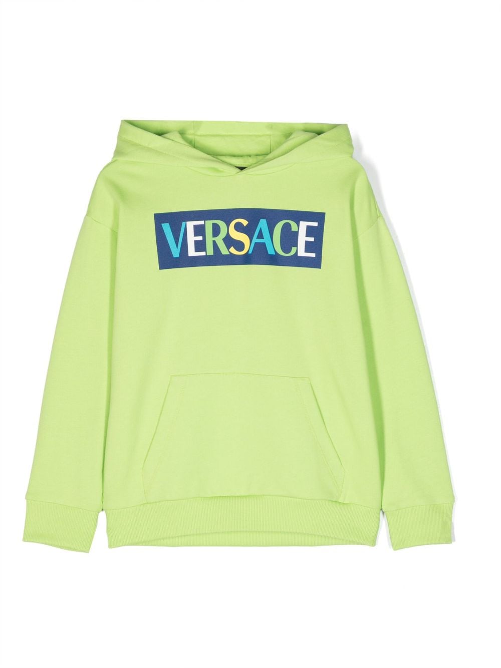 Versace Kids logo-print jersey-fleece hoodie - Green