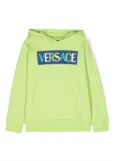 Versace Kids logo-print jersey-fleece hoodie - Green