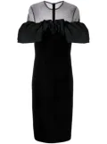 Alexander McQueen ruffle sleeves velvet midi dress - Black