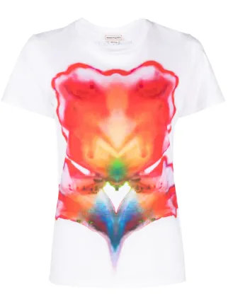 Alexander McQueen abstract-print Cotton T-shirt | White | FARFETCH IN