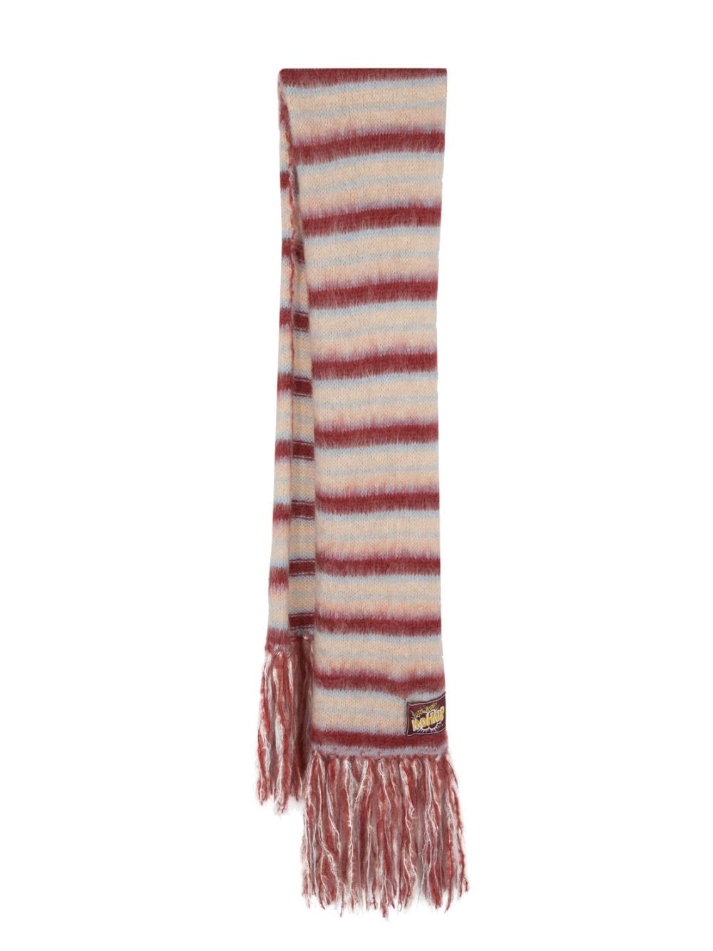 Shop Marni Striped Knit Scarf In Nude