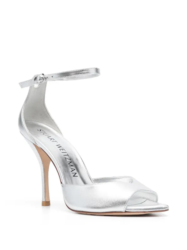 サンダル・ミュール STUART WEITZMAN Women Sandals SJ998 Q24 SILVER Stuart Weitzman Silver Tee-Up Crystal Sandals - Ann's