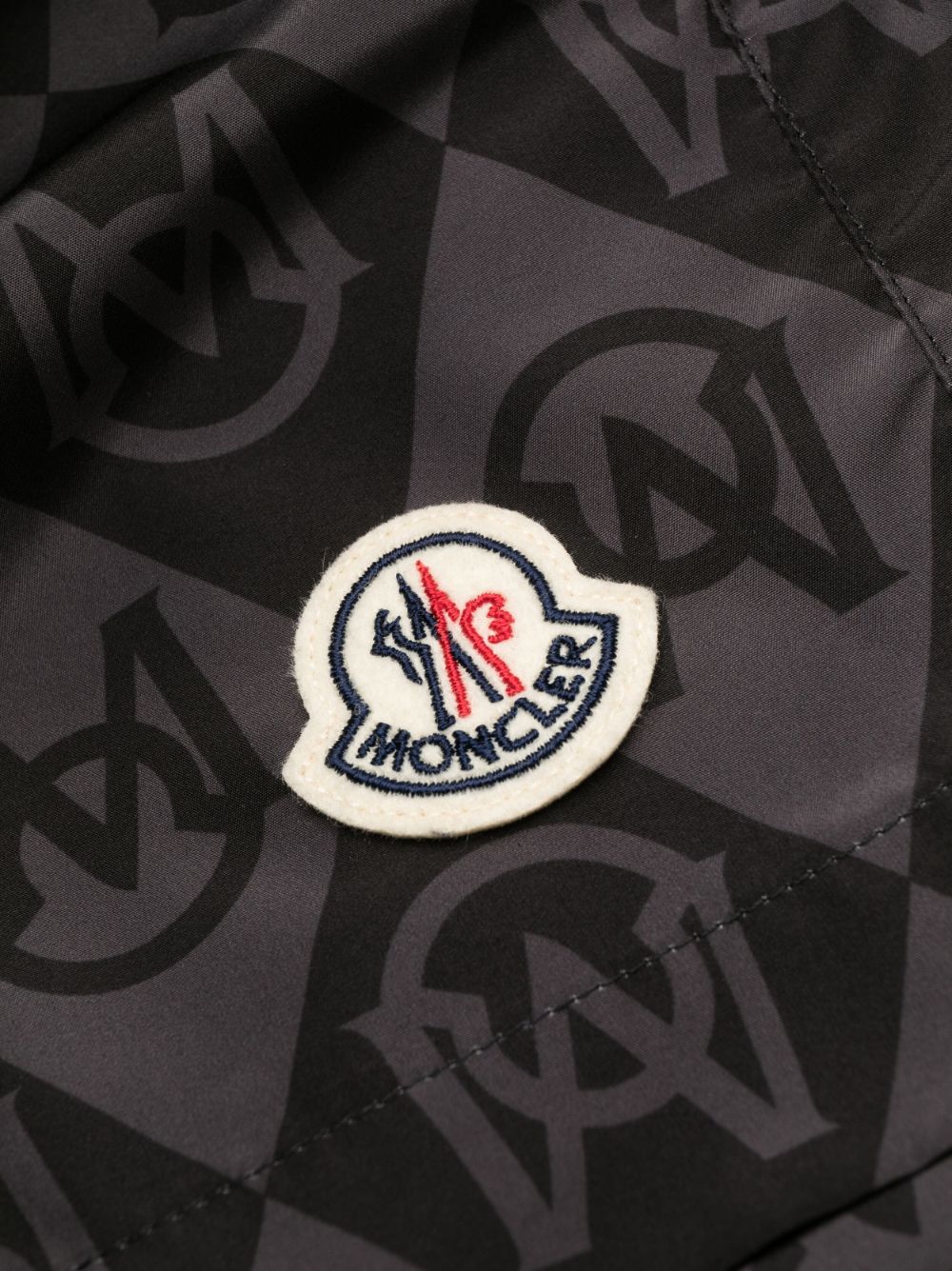Shop Moncler Monogram-print Swim Shorts In Black
