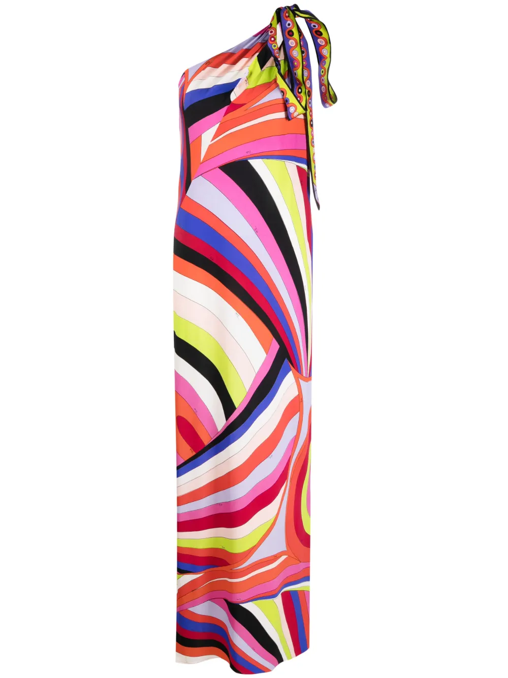 PUCCI IRIDE-PRINT ONE-SHOULDER MAXI DRESS