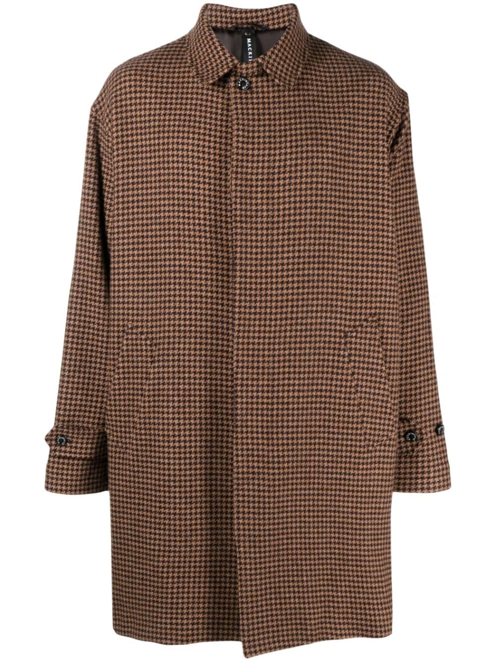 Shop Mackintosh Soho Houndstooth Wool Coat In Brown