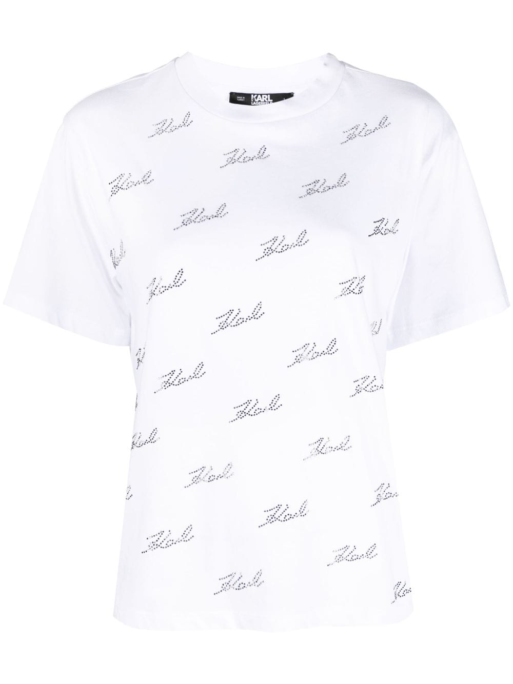 Karl Lagerfeld T-shirt met logo van stras Wit