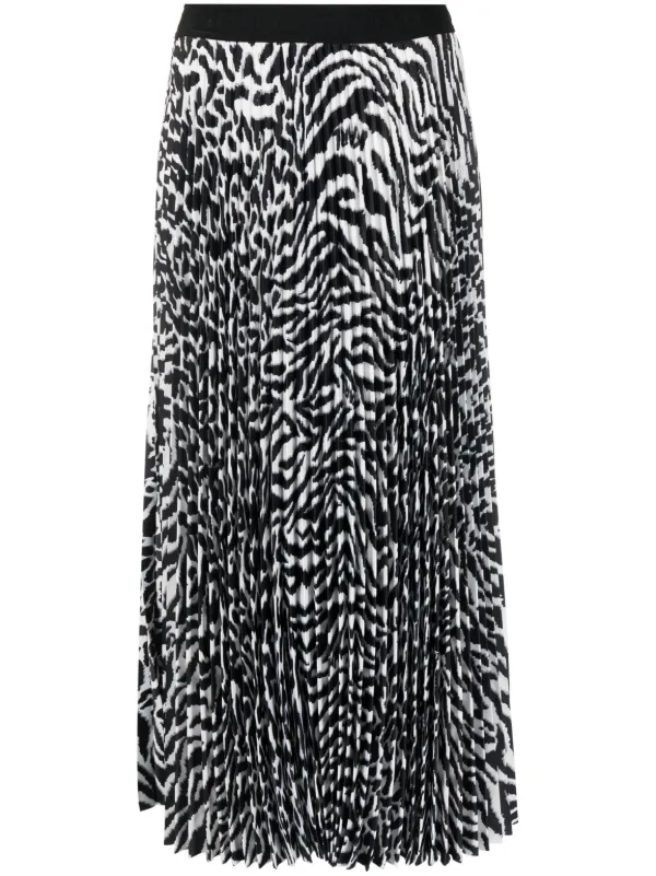 Grey animal print pleated skirt discount