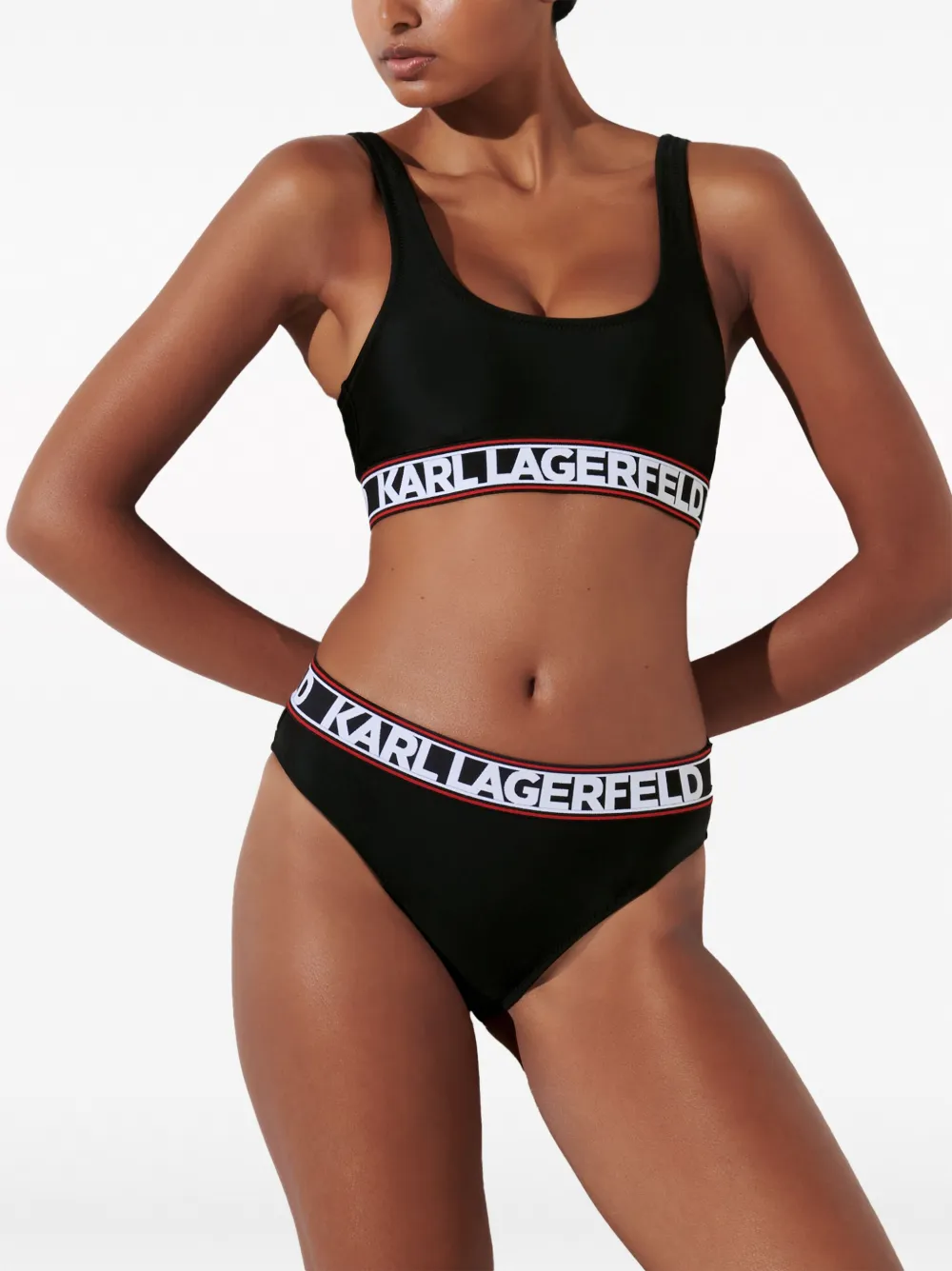 Shop Karl Lagerfeld Logo-underband Bikini Top In Black