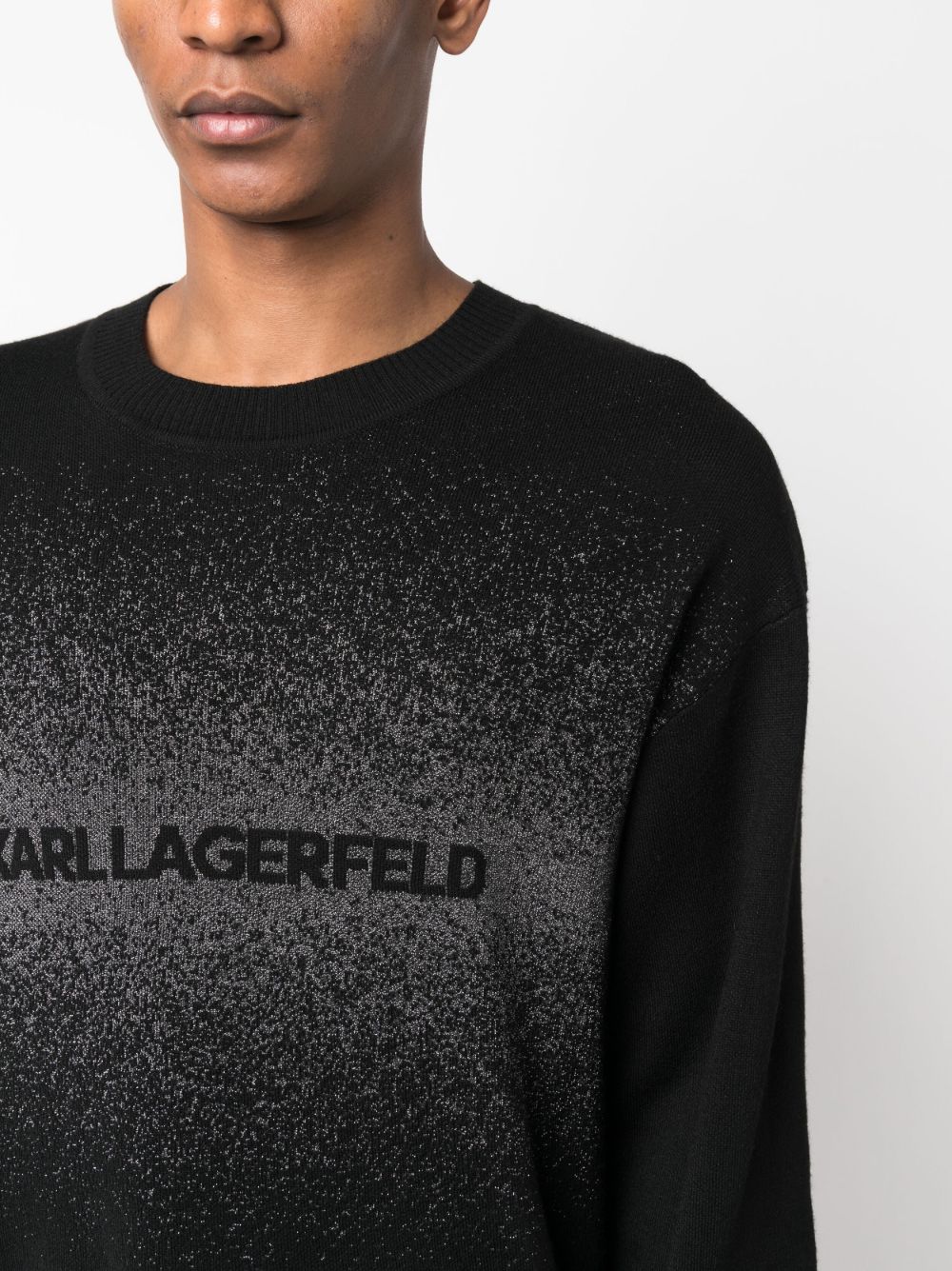 Karl Lagerfeld Sweater met intarsia logo Zwart