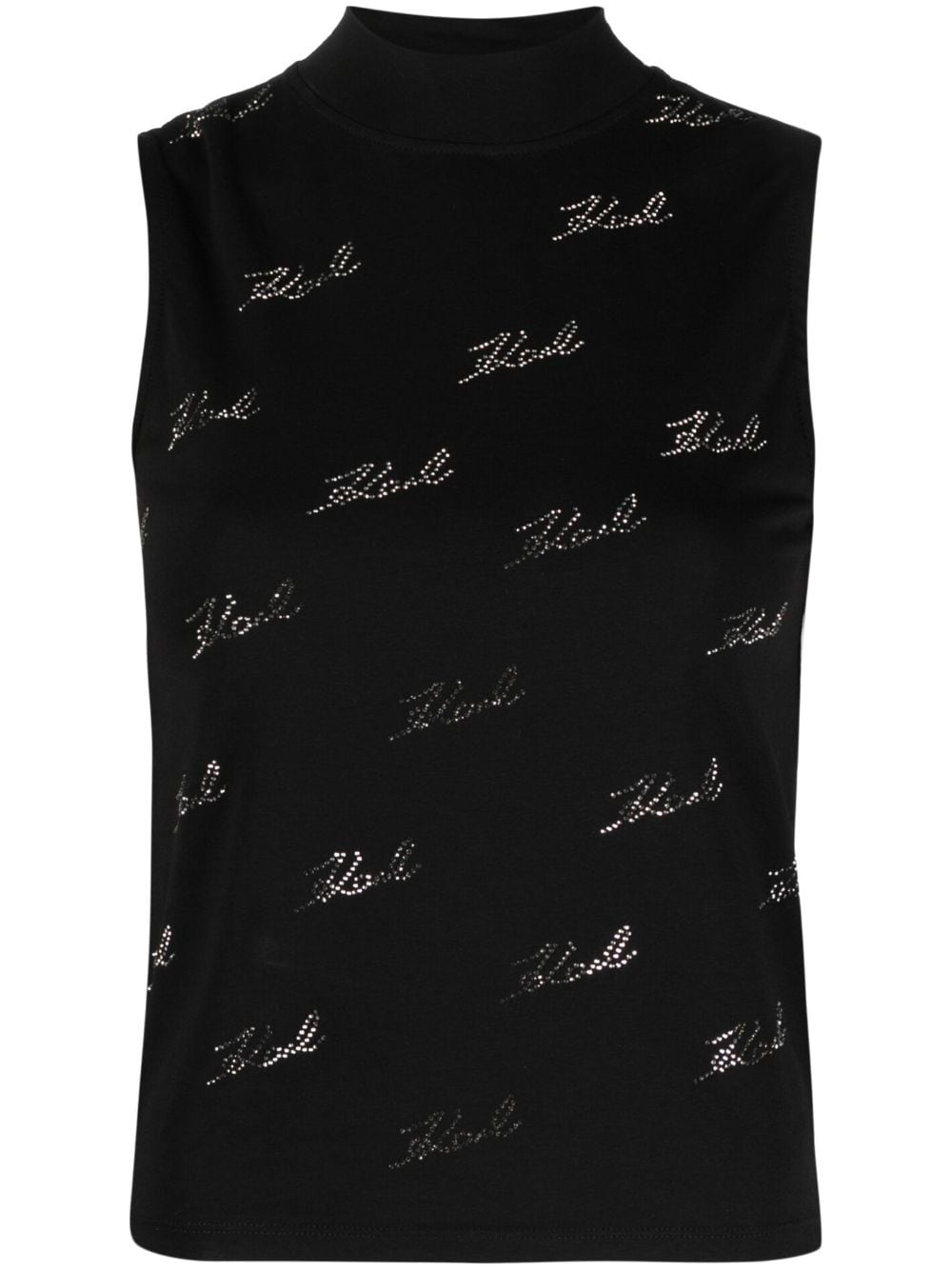 Karl Lagerfeld Rhinestone-embellished Sleeveless Blouse In Black