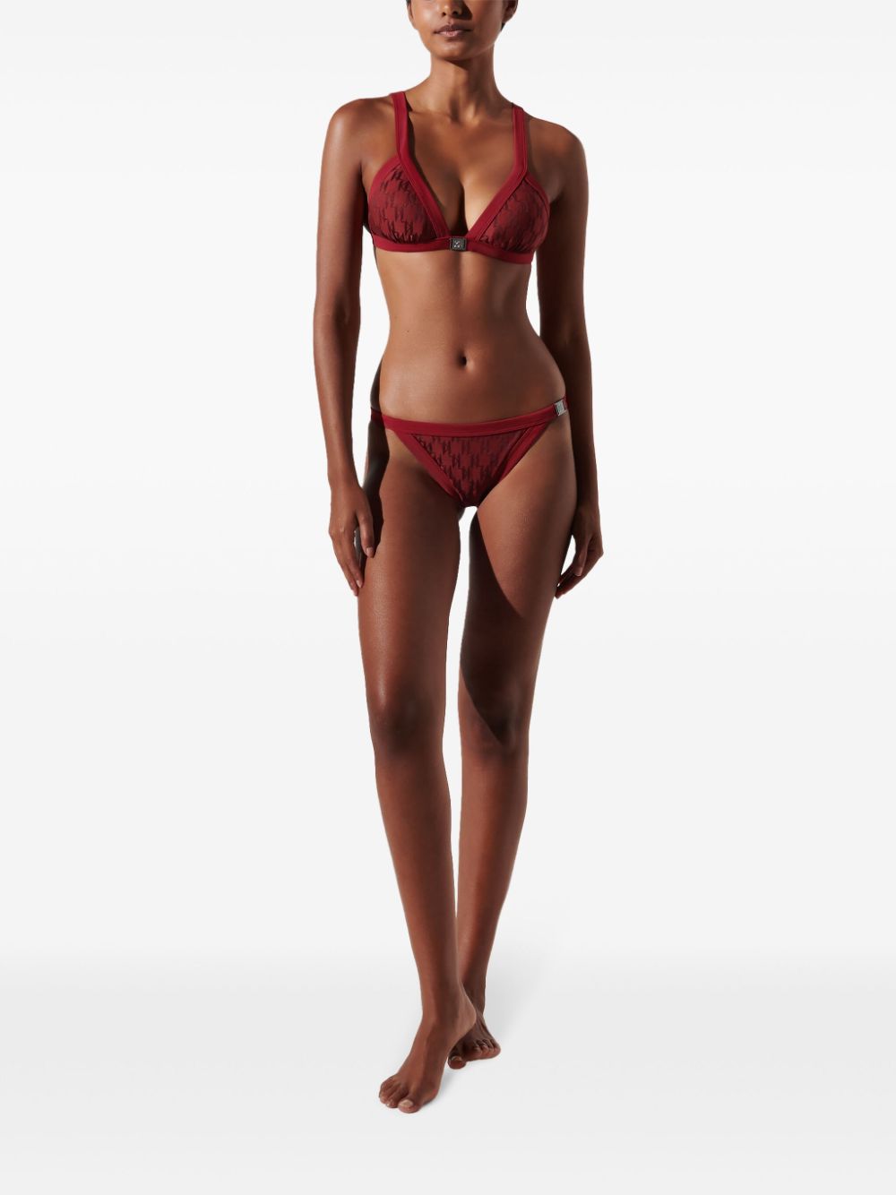 Shop Karl Lagerfeld Kl Monogram Bikini Top In Red