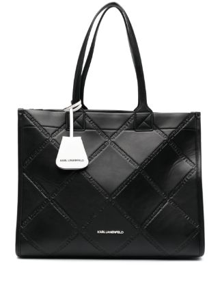 Karl Lagerfeld Large K/Skuare Logo-embossed Tote Bag | Black | FARFETCH AE