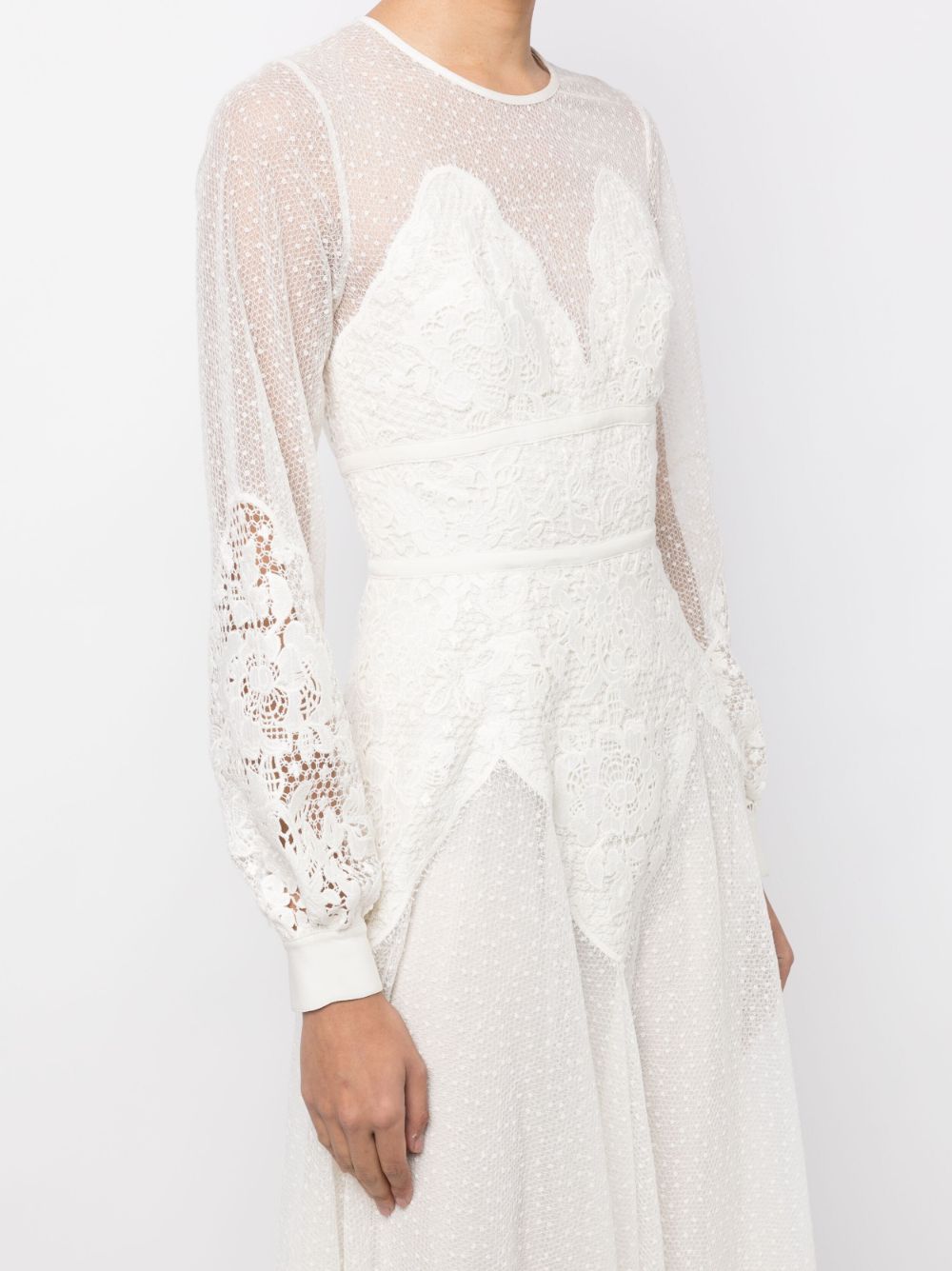 Shop Elie Saab Floral-lace Tulle Maxi Dress In White