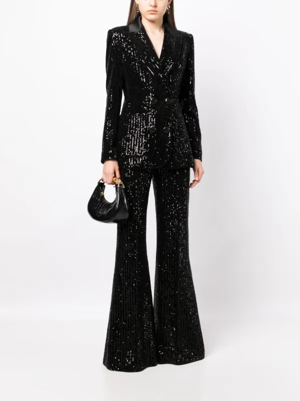 Elie Saab スパンコール フレアパンツ | ブラック | FARFETCH JP