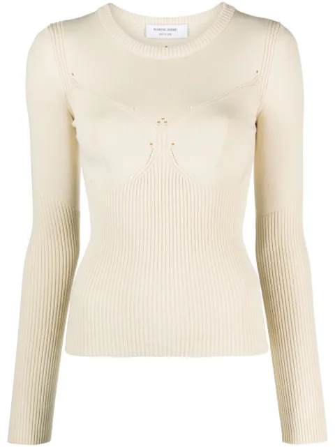 Marine Serre rib-knit long-sleeve top