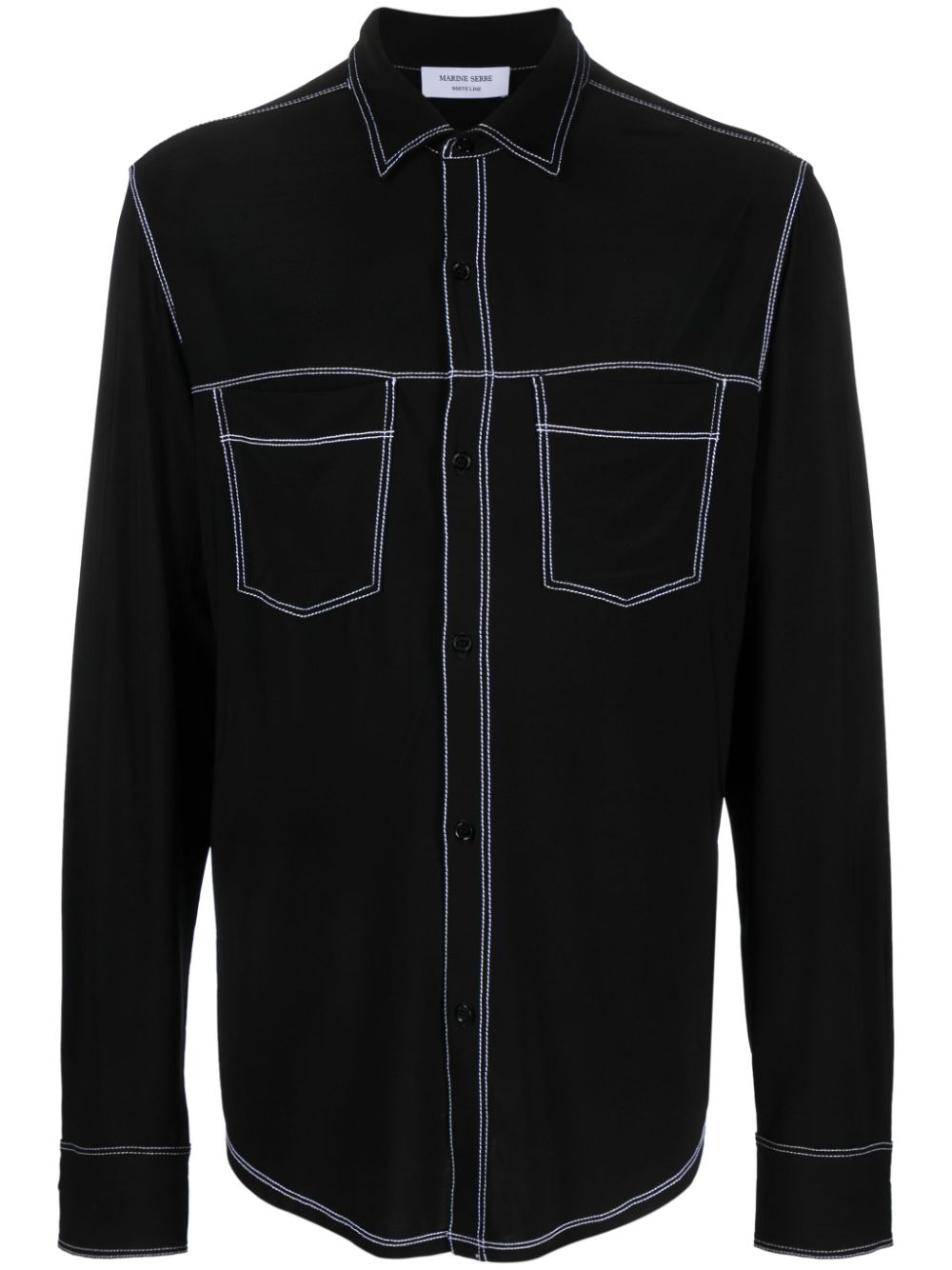 Marine Serre Contrast-stitching Shirt In Black