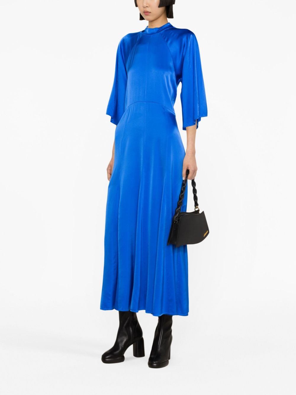 Forte Forte raglan-sleeved silk dress - Blauw