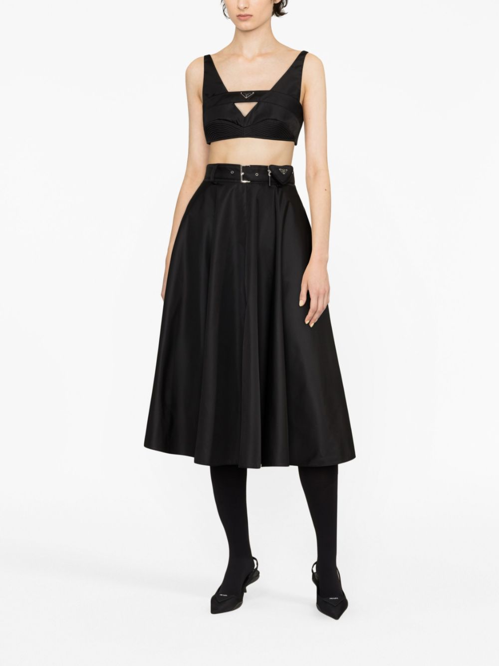 Prada Re-Nylon belted midi skirt - Zwart