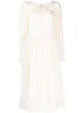 Renli Su Prudence ruched-sleeved midi dress - White