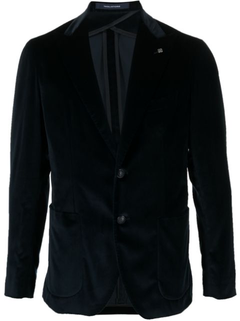 Tagliatore logo-plaque velvet blazer