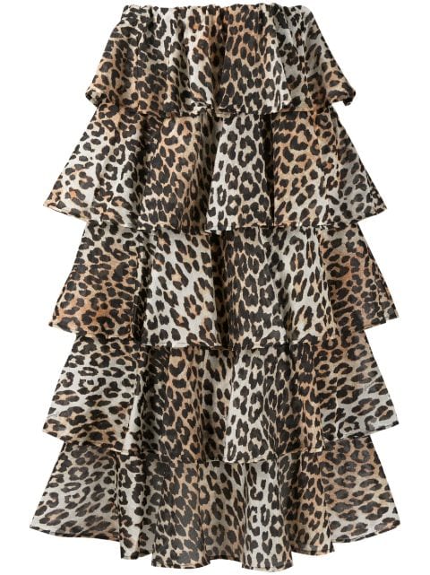 GANNI leopard-print high-waist skirt
