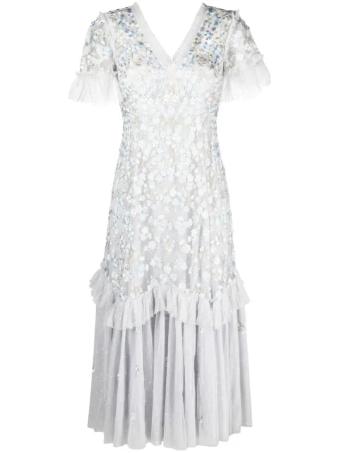 Needle & Thread Primrose floral-embroidered tulle dress