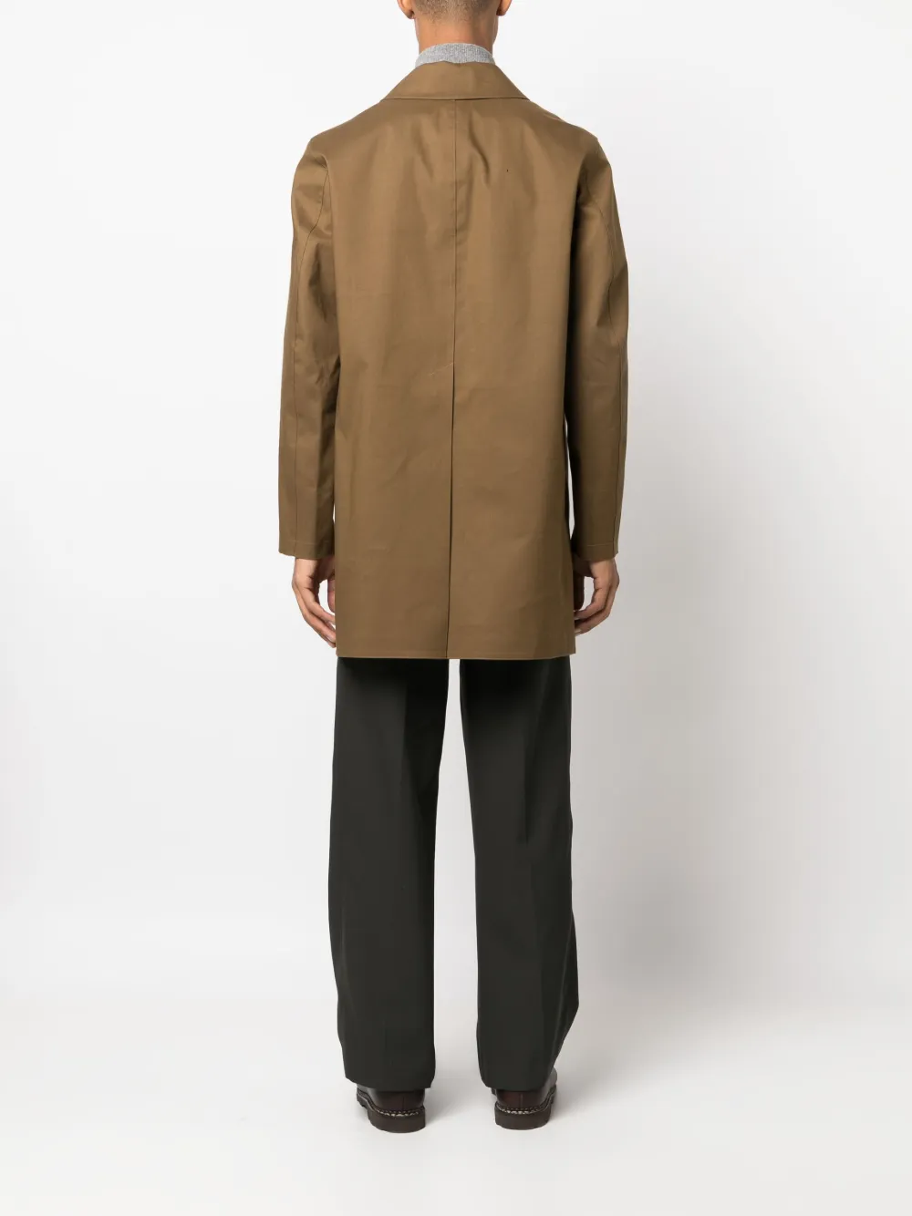 Shop Mackintosh Dunkled Button-up Cotton Coat In Brown