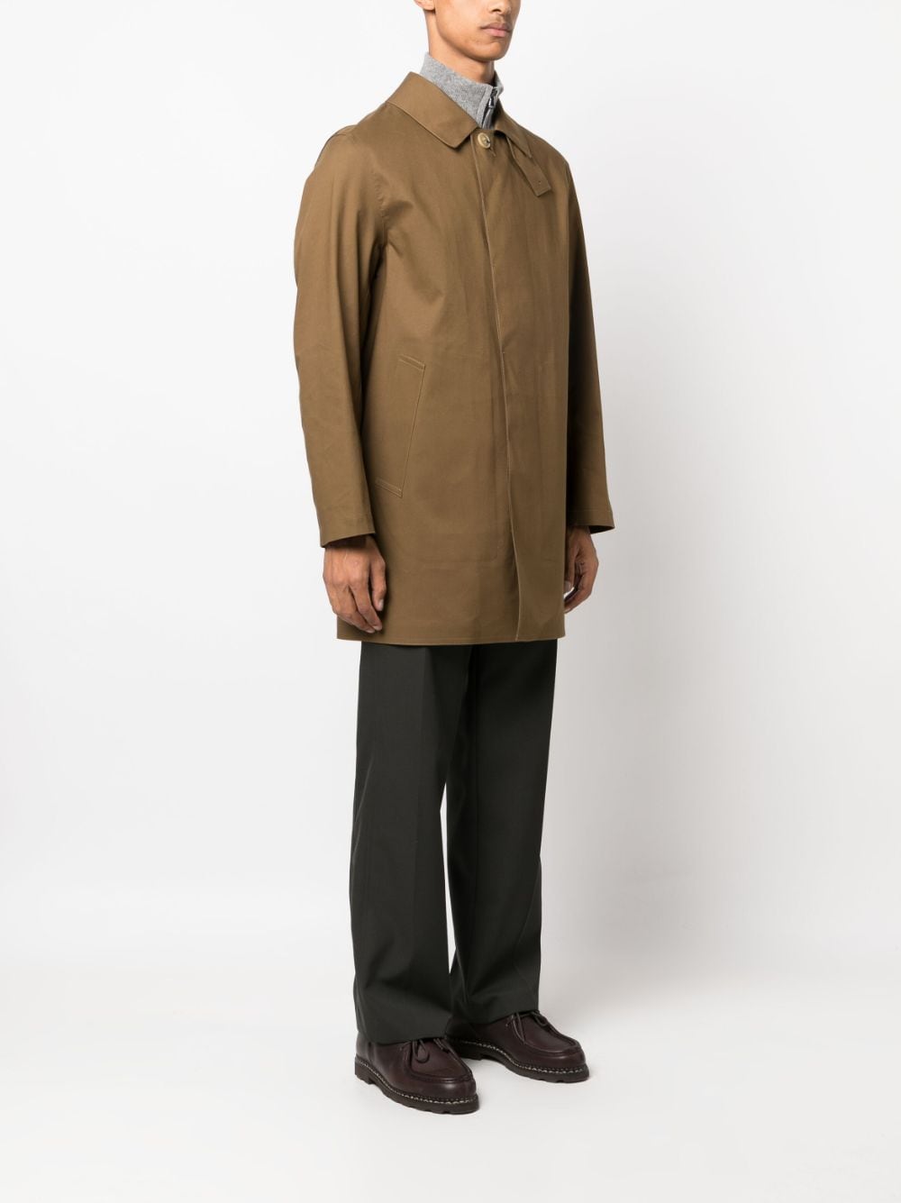 Shop Mackintosh Dunkled Button-up Cotton Coat In Brown