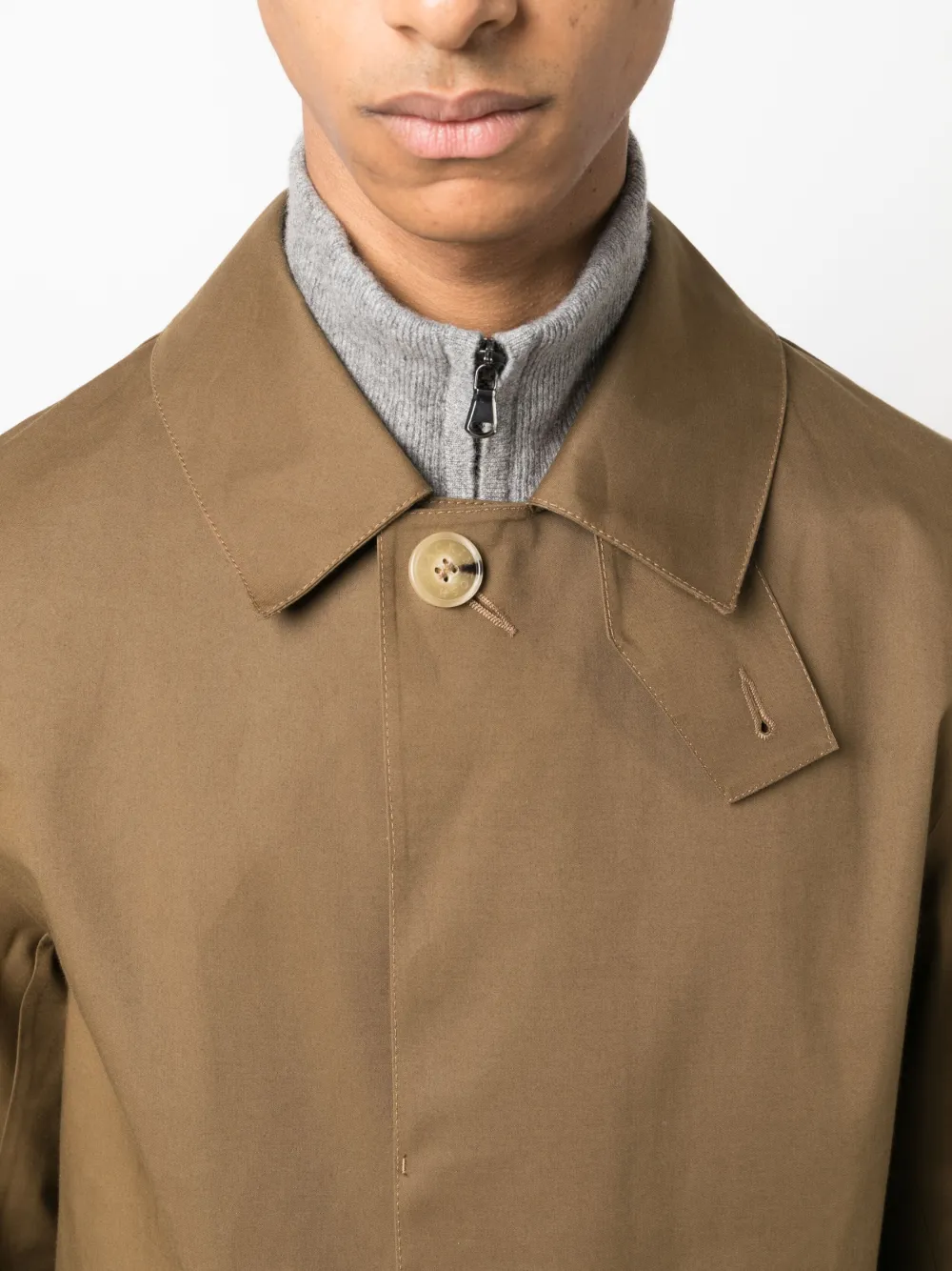 Shop Mackintosh Dunkled Button-up Cotton Coat In Brown