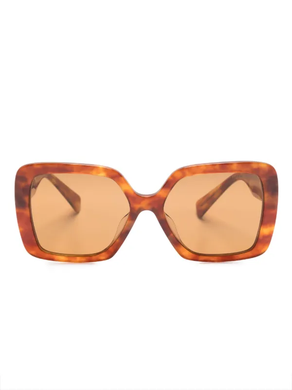 Brown Tortoiseshell Sunglasses Arm Brown Chain Tortoiseshell Oversized Sunglasses | Yours Clothing main image 2