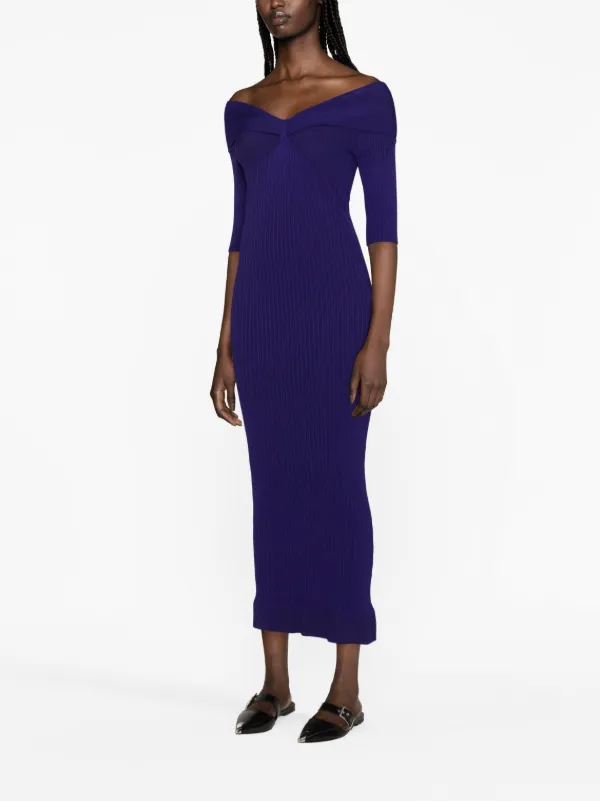 Ribbed off shoulder shop midi dress