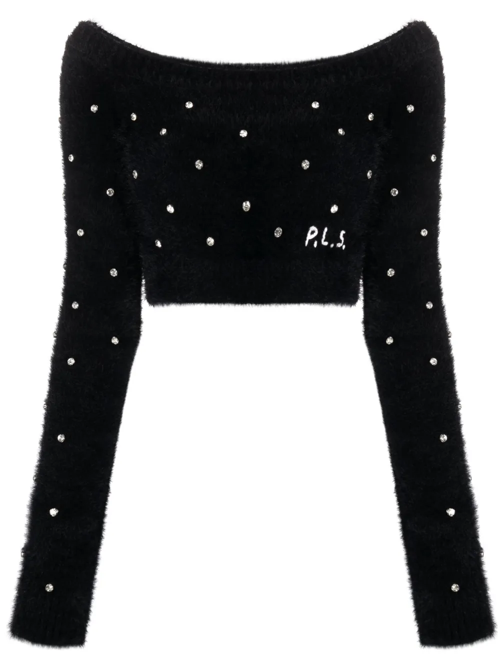 PHILOSOPHY DI LORENZO SERAFINI EMBELLISHED KNITTED CROP TOP