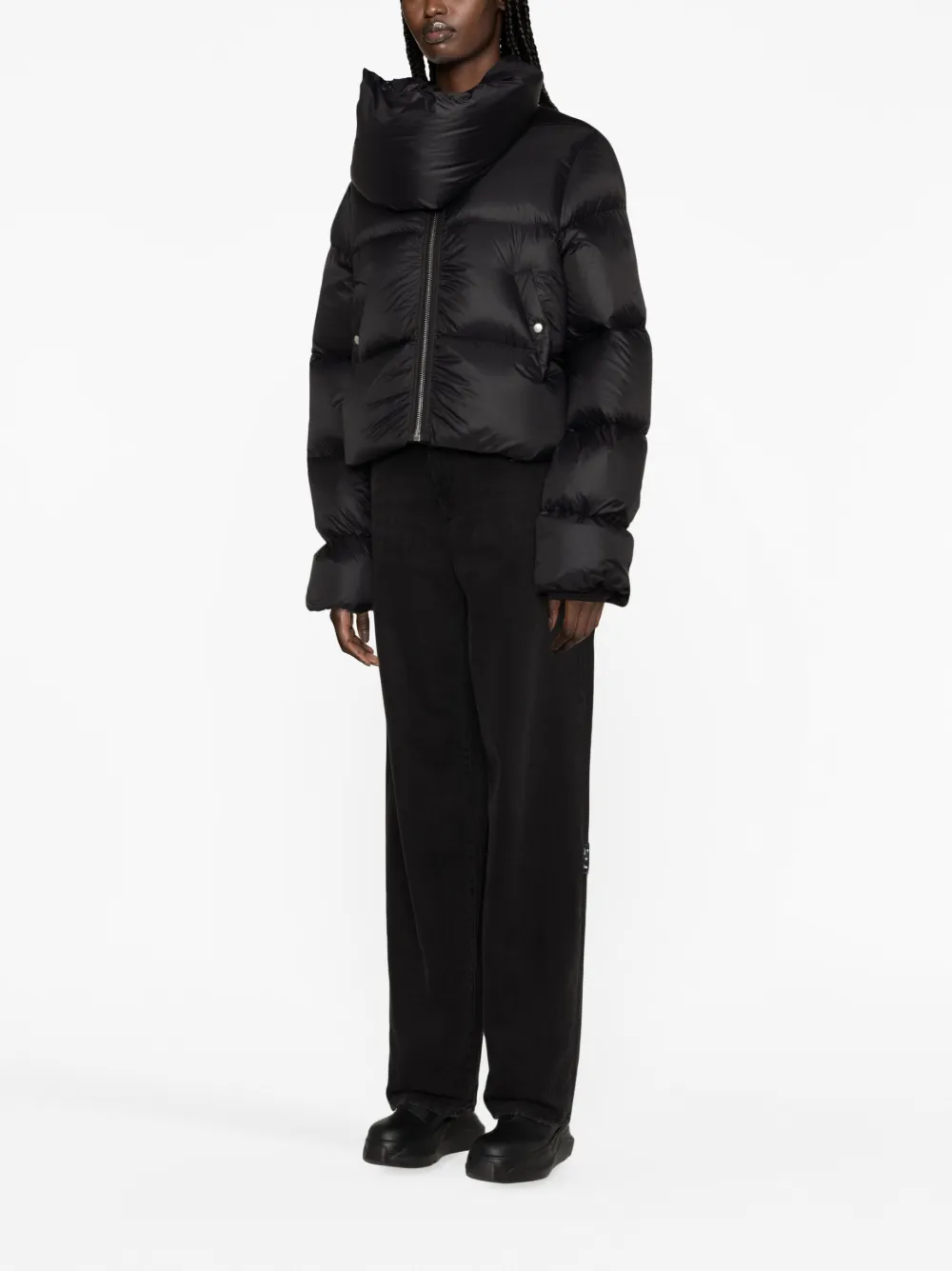 Shop Rick Owens Funnel-neck Padded Down Jacket In Black