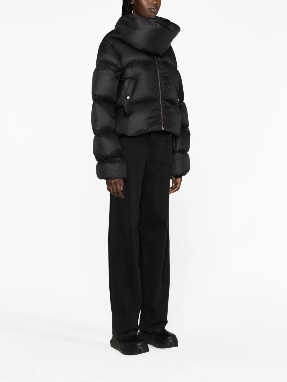 Shop Rick Owens Funnel-neck Padded Down Jacket In Black