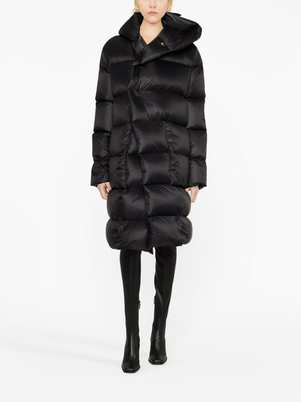 Shop Rick Owens Quilted Hooded Jacket In Black