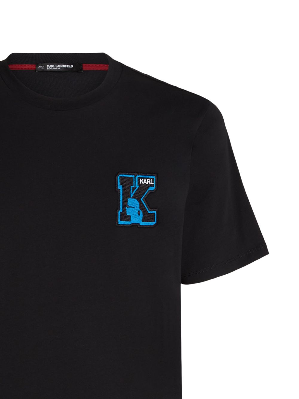 Karl Lagerfeld T-shirt van biologisch katoen met K-intitiaal - Zwart