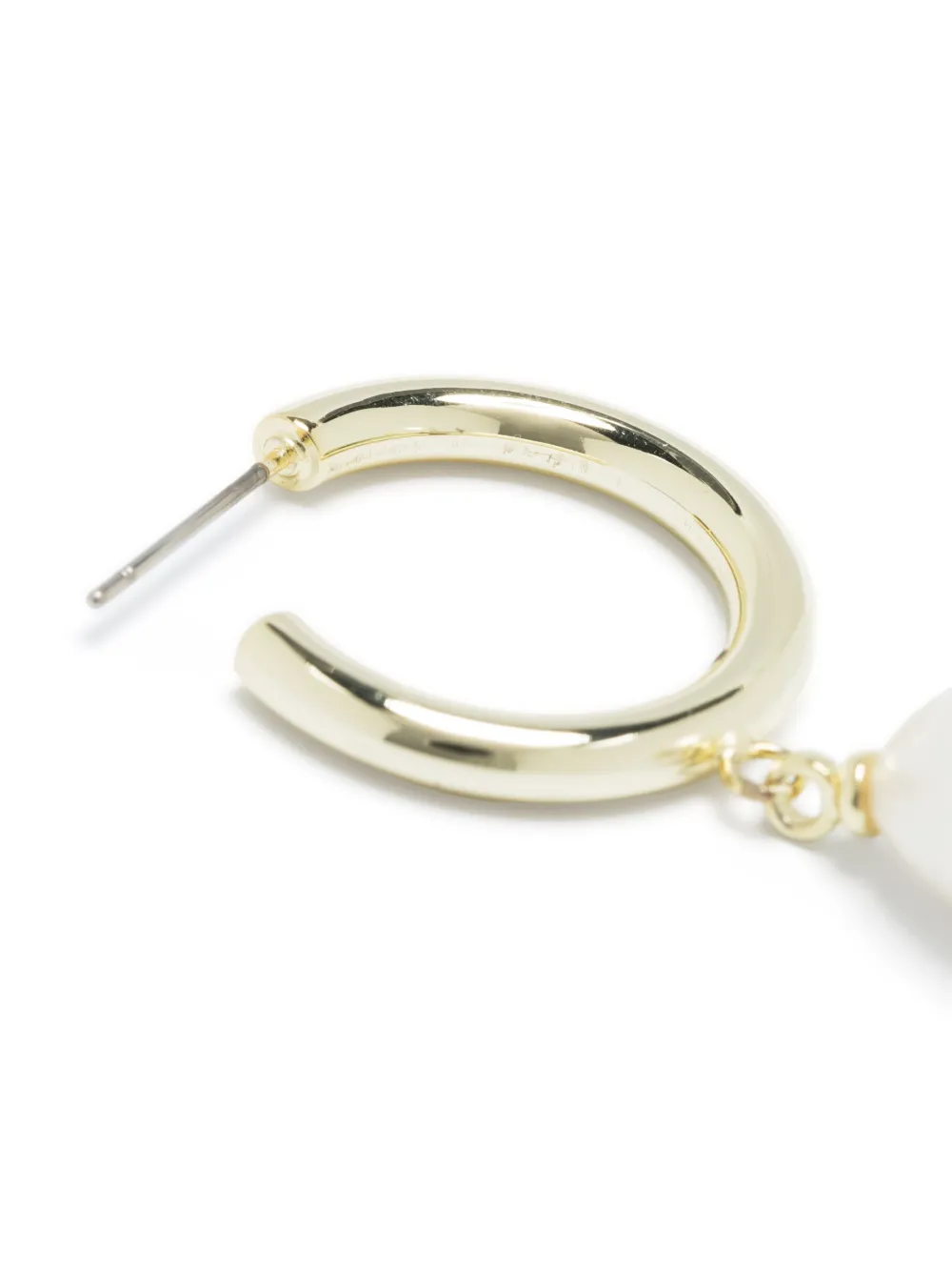 Karl Lagerfeld Pearl-charm Hoop Earrings In Silver